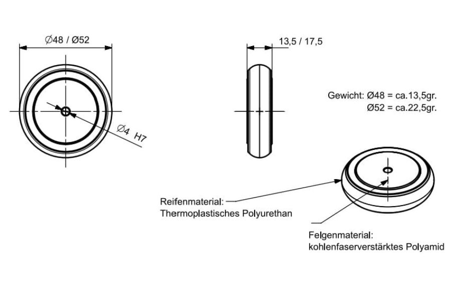 Stabile Heckräder + Schleifsporne